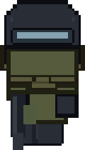 The Warden, in heavy armor with a machine gun